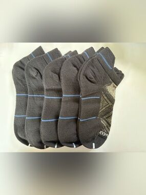 5 Pairs Merino Wool Odor Resistant Ankle Socks Black Gray EU 35-39